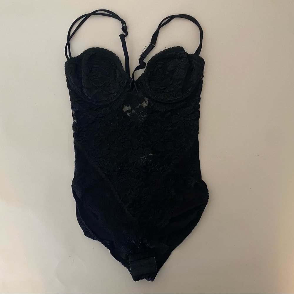 Vintage Victoria's Secret Black Lace Teddy Bodysuit